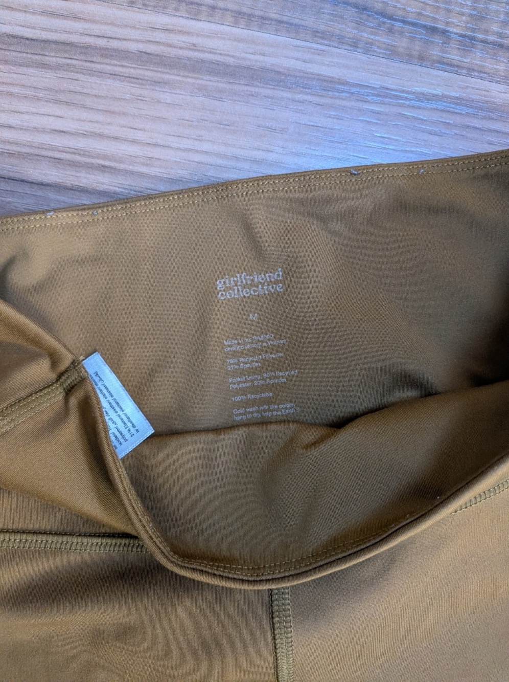 Girlfriend Collective High Rise Golden Brown Leggings With Pockets Size M - Picture 5 of 5